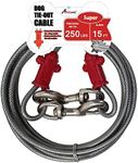 Petest Reflective Tie Out Cable with Crimp Cover for Super Dogs Up to 250 Pounds, 15 Feet