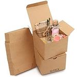 Belle Vous 50 Pack Brown Kraft Gift Boxes - Box Measures 12 x 12 x 9cm (4.72 x 4.72 x 3.54 inches) - Easy Assemble Presentation Favour Present Box - Parties, Birthdays, Weddings, Holidays