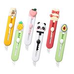 Retractable Utility Knife, Cute Box Cutters 6 Pack, Sharp Cartons Cardboard Cutter Razor Knife for DIY Home Office Use