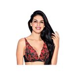 Enamor F085 Extended Neckline Cleavage Enhancer Plunge Push-up Bra - Padded Wired Medium Coverage - Black