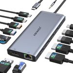 USB C Docking Station Dual Monitor, USB C Hub Triple Display Multiport Adapter USB C Dongle with Dual HDMI,DP, 10G USB A/C 3.1,100W PD, USB A/C 3.0,Ethernet, 2 USB 2.0, SD/TF,Audio for Dell/HP/Lenovo