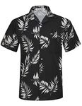 APTRO Men's Hawaiian Shirt Short Sleeve Summer Casual Aloha Shirt HW024 Black M