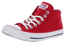 Converse Unisex Chuck Taylor All Star Madison Mid High Canvas Sneaker - Lace up Closure Style - Red White, Red/White, 9 Women/6 Men