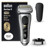 Braun Series 9 Pro Electric Shaver With 3+1 Head, ProLift Trimmer, Charging Stand & Travel Case, Sonic Technology, UK 2 Pin Plug, 9417s