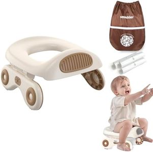 Smashier Potty for Travel - Foldable, Supports up to 110 lbs, with 24 Liners. Portable Toddler Potty Seat for Car Trips (Khaki)