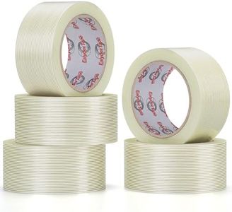 Ealyder Tape 5 Pack Transparent Reinforced Fiberglass Tape – 2 Inch x 30 Yards, 5.5 Mil Filament Strapping Tape, Adhesive Heavy Duty
