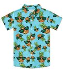 uideazone Big Boys Hawaiian Shirts Teen Cool Beach Button Down Dress Shirt Casual Pineapple Short Sleeve Tops Size 10-12