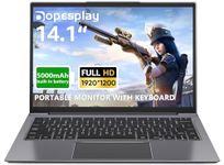 Dopesplay Portable Monitor With Keyboard,14.1" Lapdock Built-in 5000 mAh Battery 1200P HDR IPS Portable Screen with Type C for Samsung Android Phone, Laptop, Steam Deck, Windows