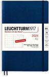 LEUCHTTURM1917 367576 Monthly Planner & Notebook Paperback (B6+) 2024, 16 Months, Softcover, Navy, German