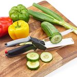 SUVARNA 2-in-1 18/10 Steel Smart Clever Cutter Kitchen Knife Food Chopper and in Built Mini Chopping Board with Locking Hinge; with Spring Action; Stainless Steel Blade