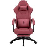 Dowinx Gaming Chair Breathable PU Leather Gamer Chair with Pocket Spring Cushion, Ergonomic Computer Chair with Massage Lumbar Support,Adjustable Swivel Task Chair with Footrest Red