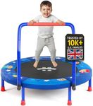Happin 36" Mini Foldable Toddler Trampoline, Indoor Trampoline Kids with Height-Adjustable Handle, Noise-Free. Indoor & Outdoor with Super Safety Pad & Durable Steel Frame.