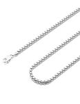 925 Sterling Silver Box Chain Lobster Clasp 3mm Silver Chain for Women Men Silver Necklace Chain 16-30 Inches (20)