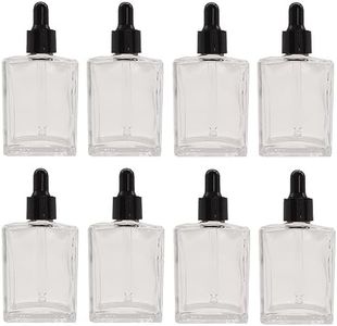 PimyRcyi Dropper 50ml Empty Essential Oil Drop Bottle, 1.7oz Square Essence Glass Bottles Lab Dropping Serum Container For Liquid, Perfumes (8pcs,Clear)