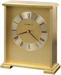 Howard Miller Exton Tabletop Clock Analog Display, Roman Numerals Alarm with A Diamond-Cut Edges Perfect for Living Room Office and Home Decor Quartz Movement Battery Operated Clock