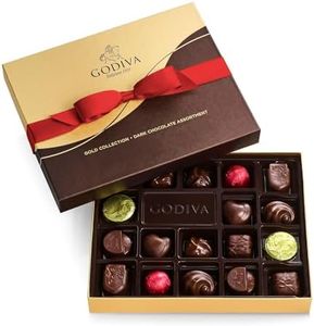 Godiva Chocolatier Holiday Assorted Gourmet Chocolate Gold Gift Box, Creamy Dark Chocolate with Lucious Caramel, Treats for Thank you, Anniversary, Christmas Candy Gift for Family and Friends, 18 pc