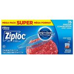 Ziploc Large Food Storage Freezer Bags, Grip 'n Seal Technology for Easier Grip, Open and Close, 76 Count, 339980