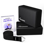 STUHOO Yoga Block Set of 2 and Yoga Strap Includes Descriptive E-book - Sturdy Yoga Brick & Lightweight Eva Foam Block Support Deepen Poses, Provides Strength & Stability for Pilates Practice