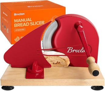 Manual Bread Slicer for Homemade Sourdough Bread, Adjustable Thickness&Metal Guide, Hand Crank Bread Slicer with Scale Line and Suction Cup, Sharp Blade, Suitable for Sourdough Bread, Etc (red)