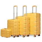 Kono Suitcase Sets of 4 Piece Lightweight ABS Hard Shell Luggage with TSA Lock Spinner Wheels 20" 24" 28" Travel Trolley Case + 13" Beauty Case (Yellow, Set of 4)