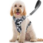 TUFFDOG Easy-Fit Dog Harness Medium - Fast Release Neck Clip, Premium Padded Reflective No Pull Harness with Control Handle, Adjustable Step-in Dog Vest Plus Free Matching Lead (M, Urban Camo)