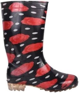 HILLSON MERICOM M1 - M6 Fashion Rain and Occupational Gumboots for Women and Girls Multicolour (Black, 4)