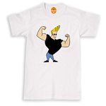 Johnny BRAVO'S Gym Vest T Shirt Weightlifting Bodybuilding Protein Beast Mode White