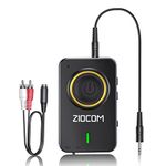 ZIOCOM Bluetooth Transmitter for TV PC, Bluetooth Receiver for Car Speaker, 2-in-1 Wireless 3.5mm Bluetooth Aux Adapter with Built-in Mic and Battery, Dual Link, aptX Low Latency