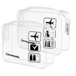 Lermende 3pcs TSA Approved Toiletry Bag for Women, Travel Toiletry Bag for Men, Airport Carry On Small Clear Toiletry Bag Cosmetic Bag for Travel Toiletries - Clear