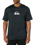 Quiksilver Men's Solid Streak Short Sleeve Rashuguard UPF 50 Sun Protection Surf Shirt, Black, Medium