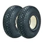 2 Solid PU Tyre 4.00-5 Black Puncture Proof Fits Mobility Scooter Diamond Block Tread 5 Inch Rim