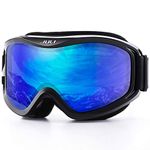 Juli Kids Ski Goggles,Snow Snowboard Goggles Boy Girl Snowmobile Skiing Skating Age 3-8 (Black Frame/Blue Lens)