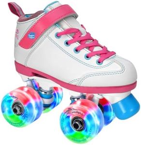 Sure-Grip Sugar & Spice Kids Roller Skates - Durable Vinyl Boot with Comfortable Padding - Features Indoor/Outdoor Light-Up Wheels - Lightweight Nylon Plate & Trucks - Available in Junior Sizes Only