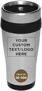 Custom Insulated Stainless Steel Travel Mugs 16 oz. Set of 10/50/100, Personalized Bulk Pack - Perfect for Coffee, Soda, Other Hot & Cold Beverages - Black