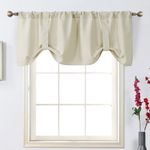 Home Queen Tie Up Shade Curtain Valance Window Treatment for Living Room, Adjustable Balloon Rod Pocket Drape Valance, Set of 1, 54 X 20 Inch, Nature