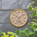 Smart Garden Products 5164018 Outside In Beez Wall Clock and Thermometer, 12"