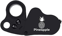 Pineapple 30X 60X Jewelers Loupe Magnifier with Light, Lighted Magnifying Glass Jewelry Loop, Pocket Magnifier for Coins, Jewelry, Plants, Currency, Diamonds, Stamps (Black)