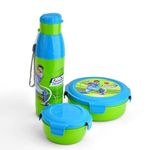 Asian Plastowares - Kids Insulated Lunch Box | Combo Set | Lunch Box & Water Bottle for Kids | School Tiffin Boxes | Airtight | Leakproof Kids Tiffins | BPA Free | Set of 3 | Green & Blue