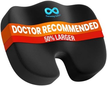 Everlasting Comfort Doctor Recommended Memory Foam Seat Cushion for Office Chairs & Car - Ergonomic Office Desk Accessories - Cushions for Tailbone Pain Relief, Sciatica (Black, X-Large)