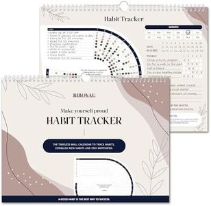 BIROYAL Habit Tracker Calendar (Undated 12 Month), Daily Weekly and Monthly Habit Tracker Journal, Spiral Binding with Writable Goals Habits Track, Productivity Tool and Workout Calendar