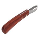 Farrier Tools Hoof Knife - Loop Oval Horse Hoof Knife with Wood Handle, Stainless Steel Cattle Horse Hoof Cutter, 19.5cm/7.68in