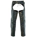 Dream Apparel Mens Distressed Brown Leather Motorcycle Riding Chaps with Zip Out Liner, Cowboy Biker Chaps Pants W/ 4 Pockets, Brown, 7X-Large