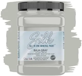 Dixie Belle Silk All-in-One Mineral Paint | Baja Gray (32oz) | Light Gray All-in-One Water Based Primer + Topcoat | Durable Furniture Paint | Low Reflective Finish