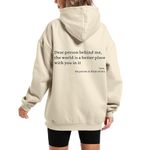 Wrenpies Dear Person Behind Me You Are Enough Hoodie for Women Teen Girls Oversized Aesthetic Graphic Sweatshirt Pullover Top, A-apricot, Large