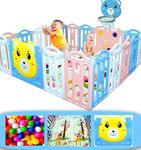 Nucarture 14 Panel Playpen for Babies Kids Play Yard with Mat and Balls Gate Playard for Baby Play Area Indoor Setup,Kid Toddlers Upto 4Yrs(14 Panel (5 * 5 FT=25 SQFT)