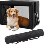 Cozzze Travel Dog Crate - 37 Inch Collapsible Portable Dog Crate for Large Dogs, Foldable Dog Crate with Detachable Storage Bag, Removable Pad, and Mesh Windows for Outdoor & Indoor (Black)