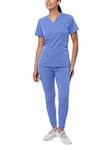 Adar Pro Flawless Plus Scrub Set For Women - Elevated V-Neck Top & Jogger Scrub Pants - P9600 - Ceil Blue - M