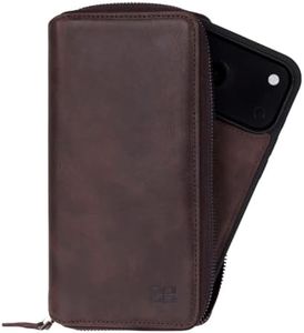 Zippered Leather Wallet Case for iPhone 18 Pro / 17 Pro, RFID 6 Card Slots