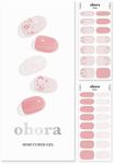 ohora Semi Cured Gel Nail Strips (N Rose Diamond) - Pink, Patterned, Works with UV/LED Lamps, Salon-Quality, Long Lasting, Easy to Apply & Remove - Includes 2 Prep Pads, Nail File & Wooden Stick