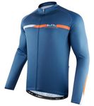 ROTTO Mens Cycling Jersey Long Sleeve Cycling Top Bike Shirt with Rear Pockets Stripe Series